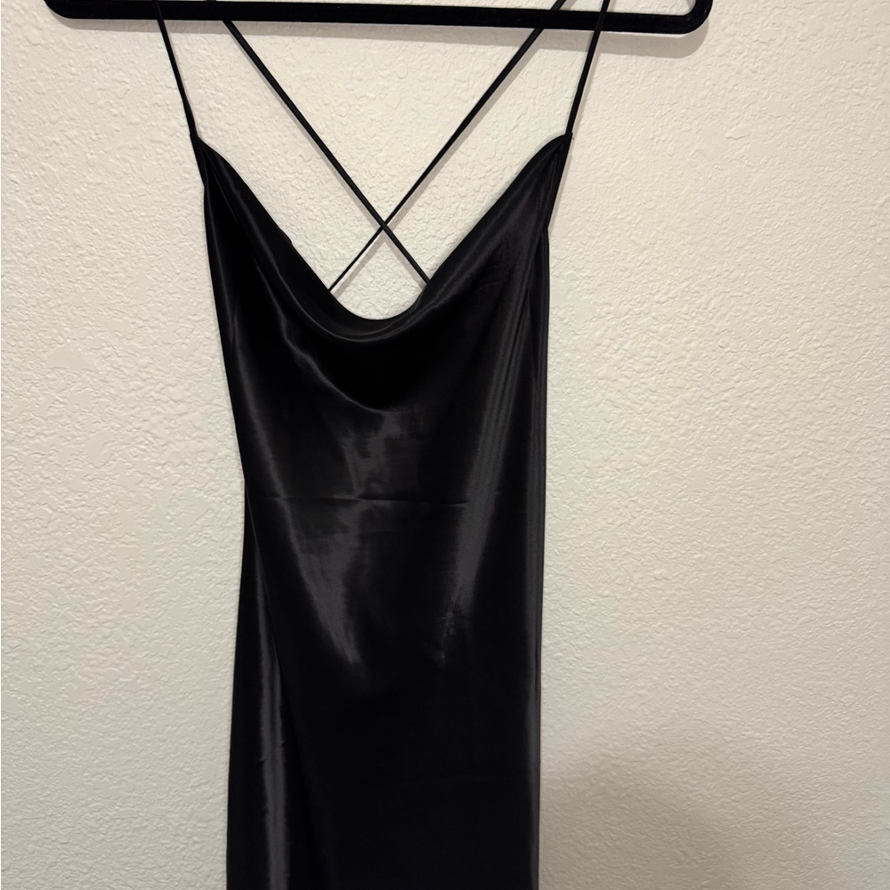 Elegant Black Satin Slip Dress